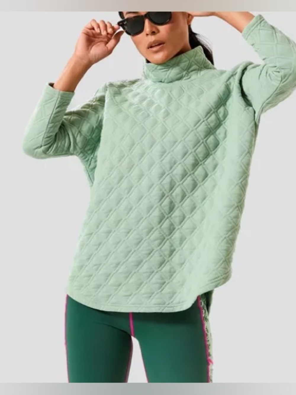 Tuckernuck Sage Quilted Funnel Neck Pullover